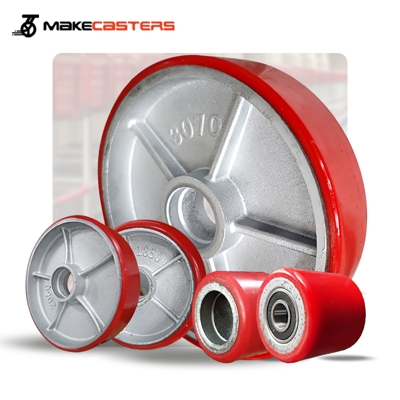 8050 8060 8070 8080 8090 80100 18050 20050 3070 Durable Heavy Duty Cast Iron Core Pu Wheel for Forklift