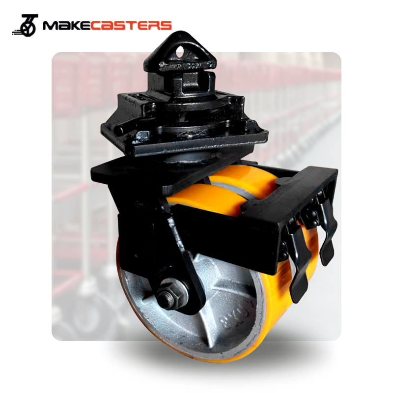 Heavy Duty Caster Wheels Swivel Locking Industrial 6 8 10 12 inch Metal Cast Iron Nylon Shipping Container Twin Wheel Casters