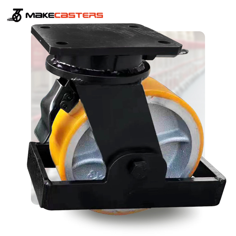 Heavy Duty Caster Wheels Swivel Locking Industrial 6 8 10 12 inch Metal Cast Iron Nylon Twin Wheel Casters With Toe Guard