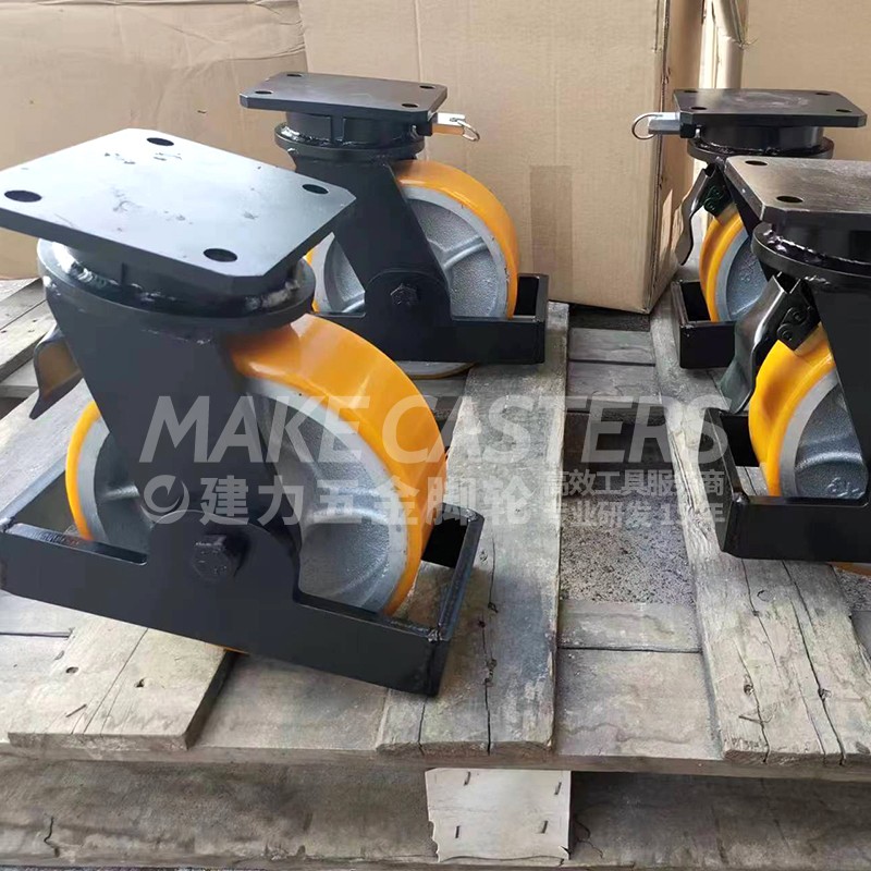 Heavy Duty Caster Wheels Swivel Locking Industrial 6 8 10 12 inch Metal Cast Iron Nylon Twin Wheel Casters With Toe Guard